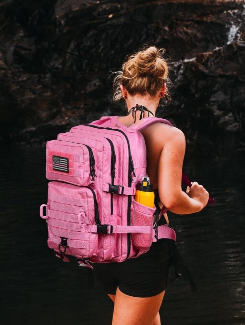 Pink Tactical Backpack with Multiple Compartments